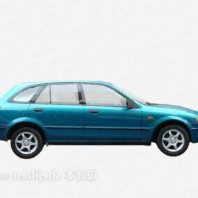 نموذج سيارة سيدان باللون الأزرق ثلاثي الأبعاد
