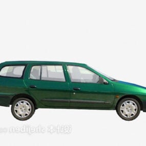 3д модель винтажного зеленого седана