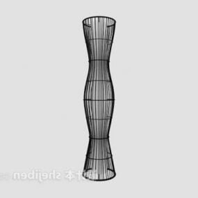 Candeeiro de pé com sombra de vime de ferro Modelo 3D