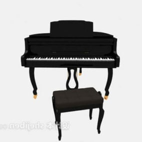 Piano With Chair Set 3d model