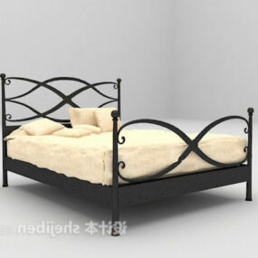 European Black Iron Bed 3d model