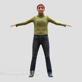 3D модель персонажа-женщины, стоящей