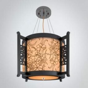Lámpara de araña china con pantalla de papel modelo 3d