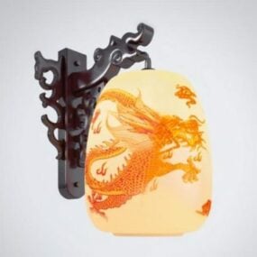 चीनी शैली ड्रैगन शेड वॉल लैंप 3डी मॉडल