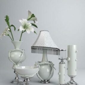 Vase blanc élégant européen décoratif modèle 3D