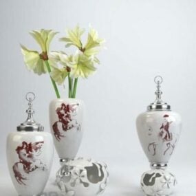 ヨーロッパの花瓶鉢植え3Dモデル