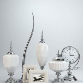 European White Tableware With Vase 3d model