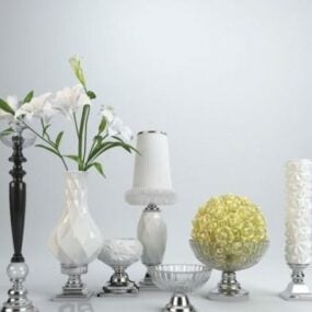 European Flower Vase Pot Set 3d model