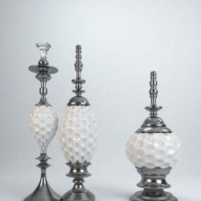 European Elegant Royal White Vase Set 3d model