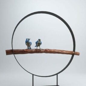 Escultura minimalista de jaula de pájaros modelo 3d
