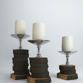 Candlestick With Stand Carving 3d model