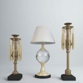 Lampe de table de luxe européenne dorée modèle 3D