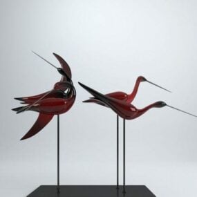 Model 3d Karya Seni Patung Burung Peralatan Makan