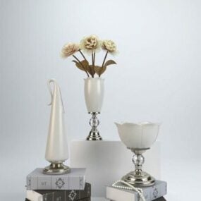 European Ceramic Vase Decorative Set 3d model