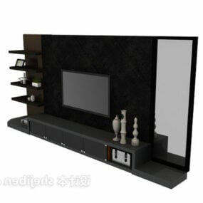 モダンなスタイルの黒いテレビの壁3Dモデル
