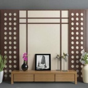 Chinese Wooden Tv Wall 3d model