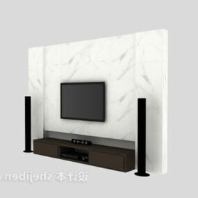 Nowoczesna ściana telewizora z białego marmuru Model 3D