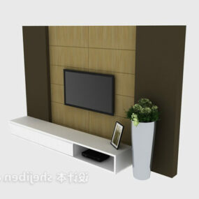 モダンなブラウンウッドのテレビの壁3Dモデル