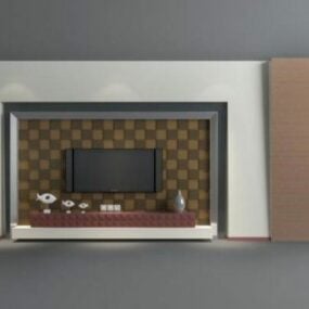 Mur de télévision marron d'appartement modèle 3D