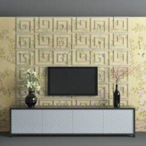 Chinese Pattern Tv Wall 3d model