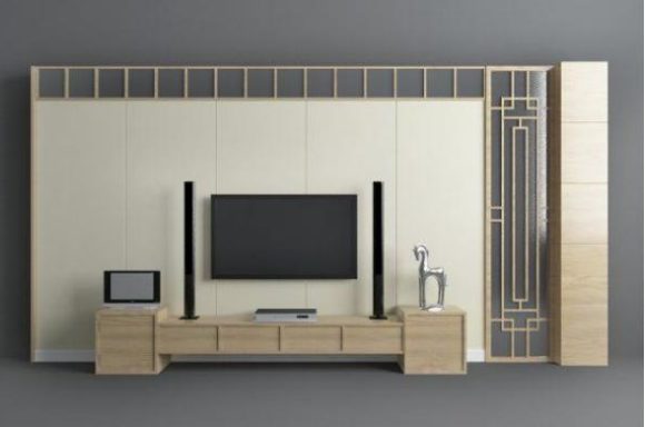 Apartment Wood Tv Wall Chinese Style