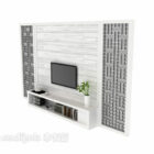白い彫刻のテレビの壁