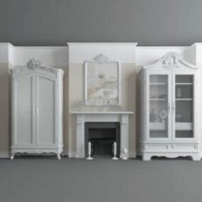 European Elegant Fireplace 3d model