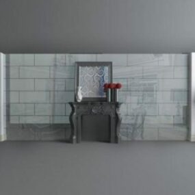Evropský kamenný krb Wall Decor 3D model