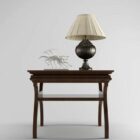 Wood Side Table With Lamp