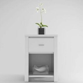 White Console Table With Pot Plant 3d model