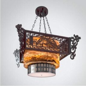 Chinese Style Chandelier Carving Shade 3d model