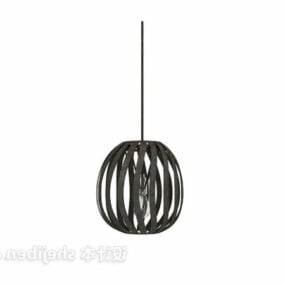 Sphere Black Rattan Chandelier 3d model