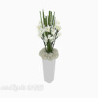 セラミックポットの白い花