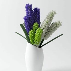 Modelo 3d de vaso de flores roxo