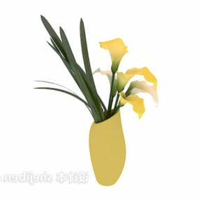 Yellow Pot Flower 3d model
