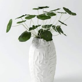 Small Leaf White Pot 3d model