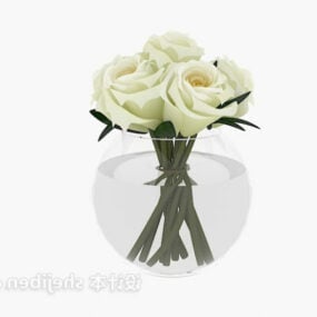 Glass Potted Flower Decorative 3d model