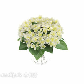 Potted Small Flower White Color 3d model
