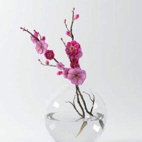 مدل گلدانی گل بنفش کروی گلاس سه بعدی