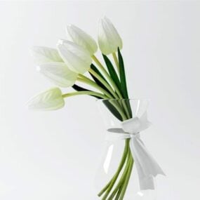 Hvit Lotus Floral Flower 3d-modell
