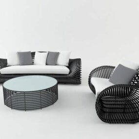 Muebles de plástico para exteriores con mesa y silla modelo 3d.
