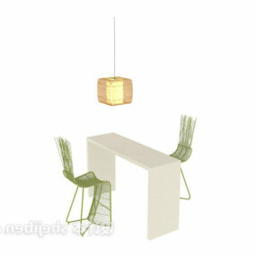 Bar Chair With Table And Ceiling Lamp 3d model