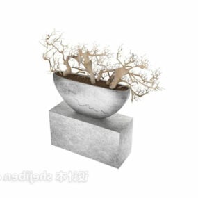 鉢植えの乾燥した枝の木の装飾3Dモデル