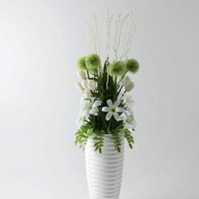 3D-Modell mit grünen Pflanzen im Topf