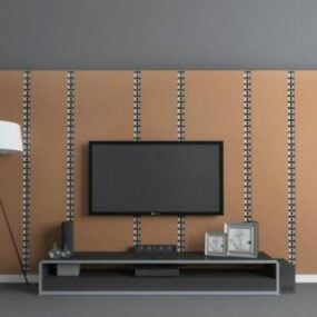 現代のテレビの壁の革の背景3Dモデル