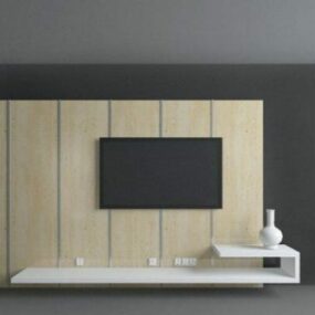 Modern Tv Wall Wooden Background 3d model