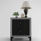 Black Bedside Table With Tableware