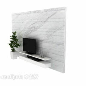 Model 3d Dinding TV Marmer Putih
