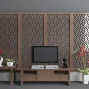 Tv Wall Carved Screen Behind 3d model
