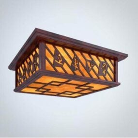 Chinese Ceiling Lamp Carved Shade 3d model